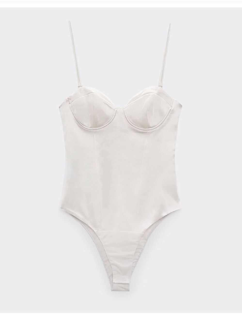 Zara Satin Effect Bustier Bodysuit White Ivory - Picture 12 of 16